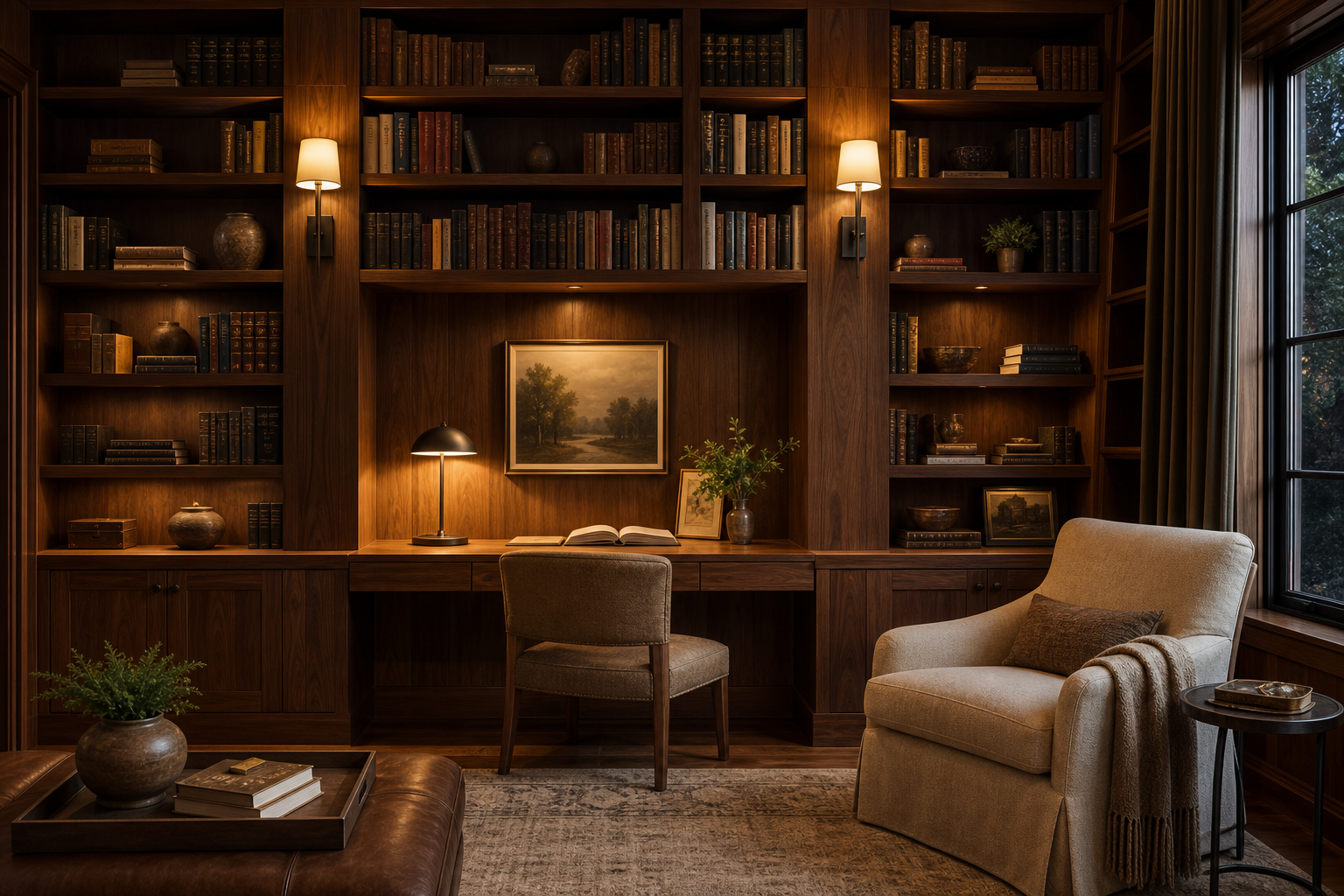 Libreria con angolo studio integrato